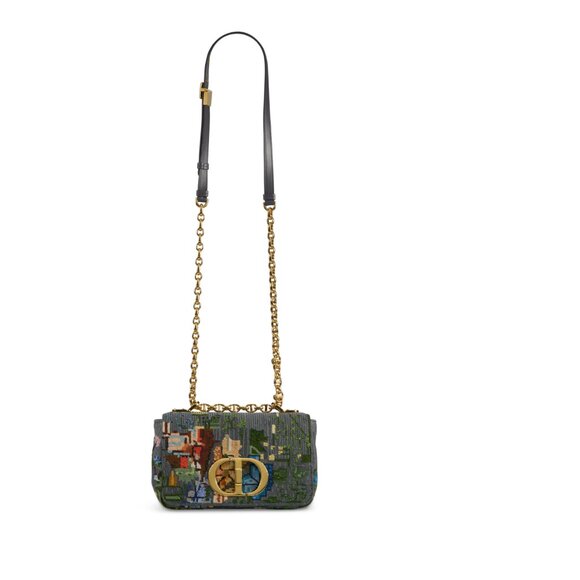 Dior Handbags - Christian Dior Chain Caro Shoulder Bag cotton Gray Gold
